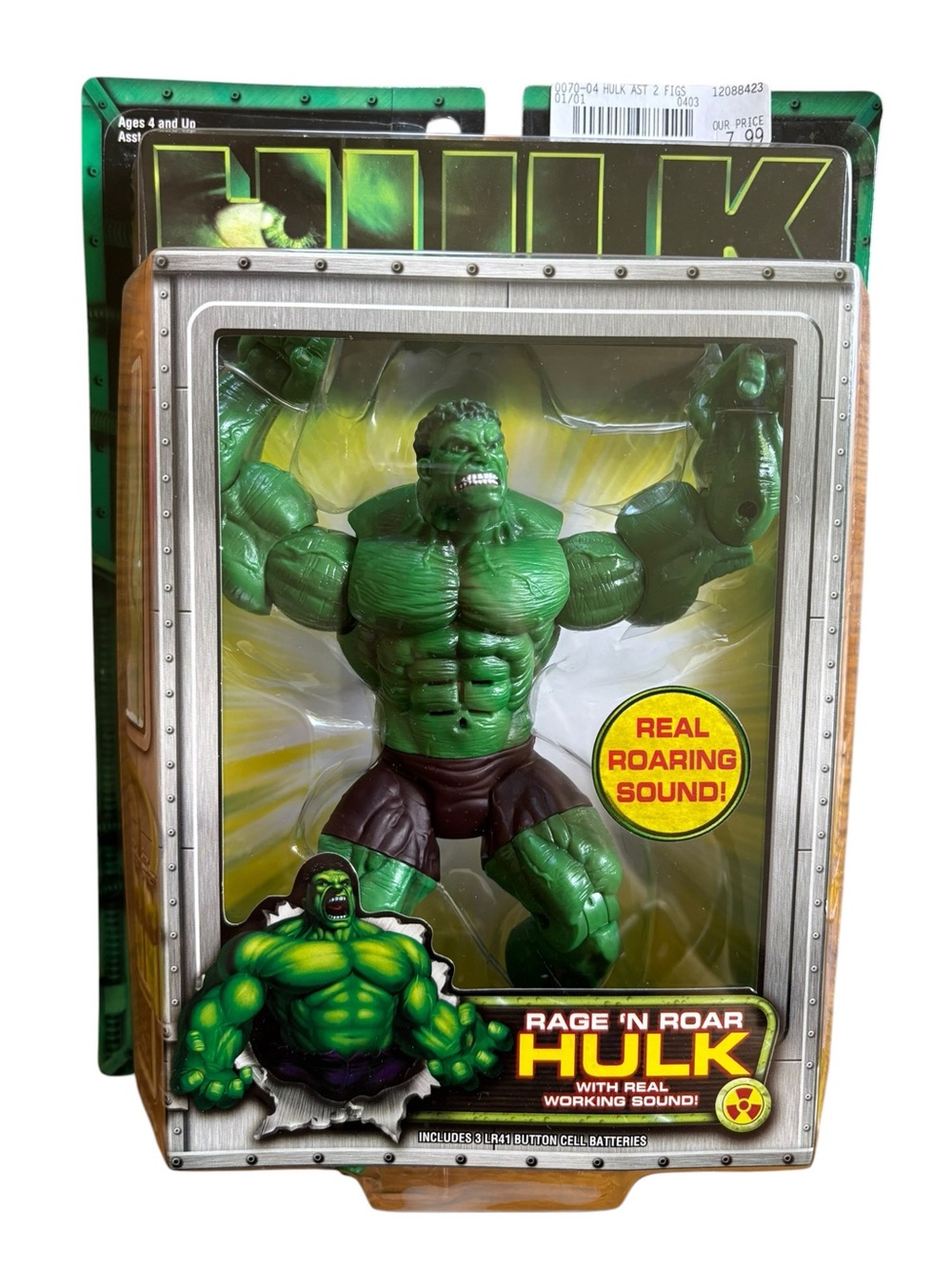 Vintage 2003 Marvel Rage N Roar Hulk Action Figure - Green